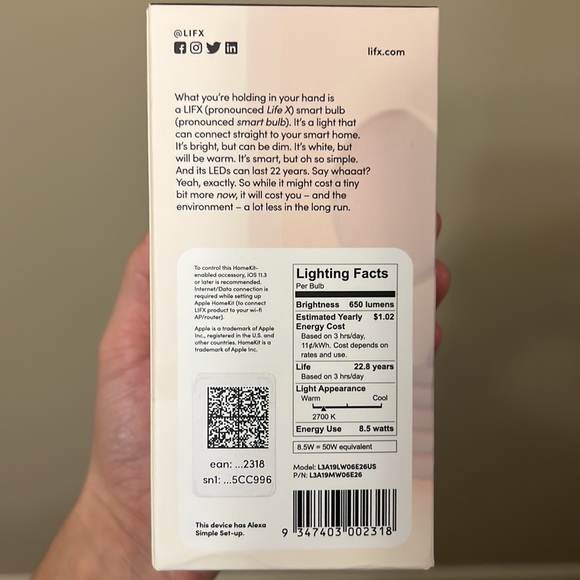 LIFX WiFi Smart LED Light Bulb- White - Picture 6 of 7